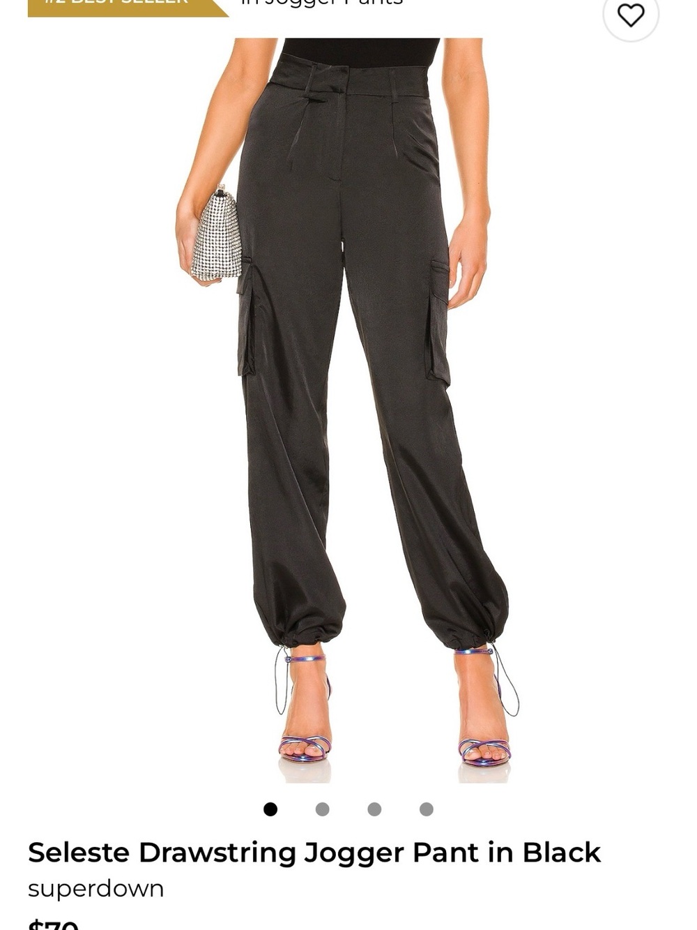 superdown Black Cargo Drawstring Jogger Pants